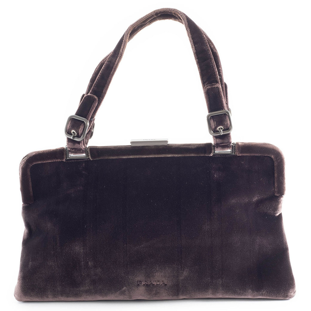 Prada bag coin purse velvet dark brown